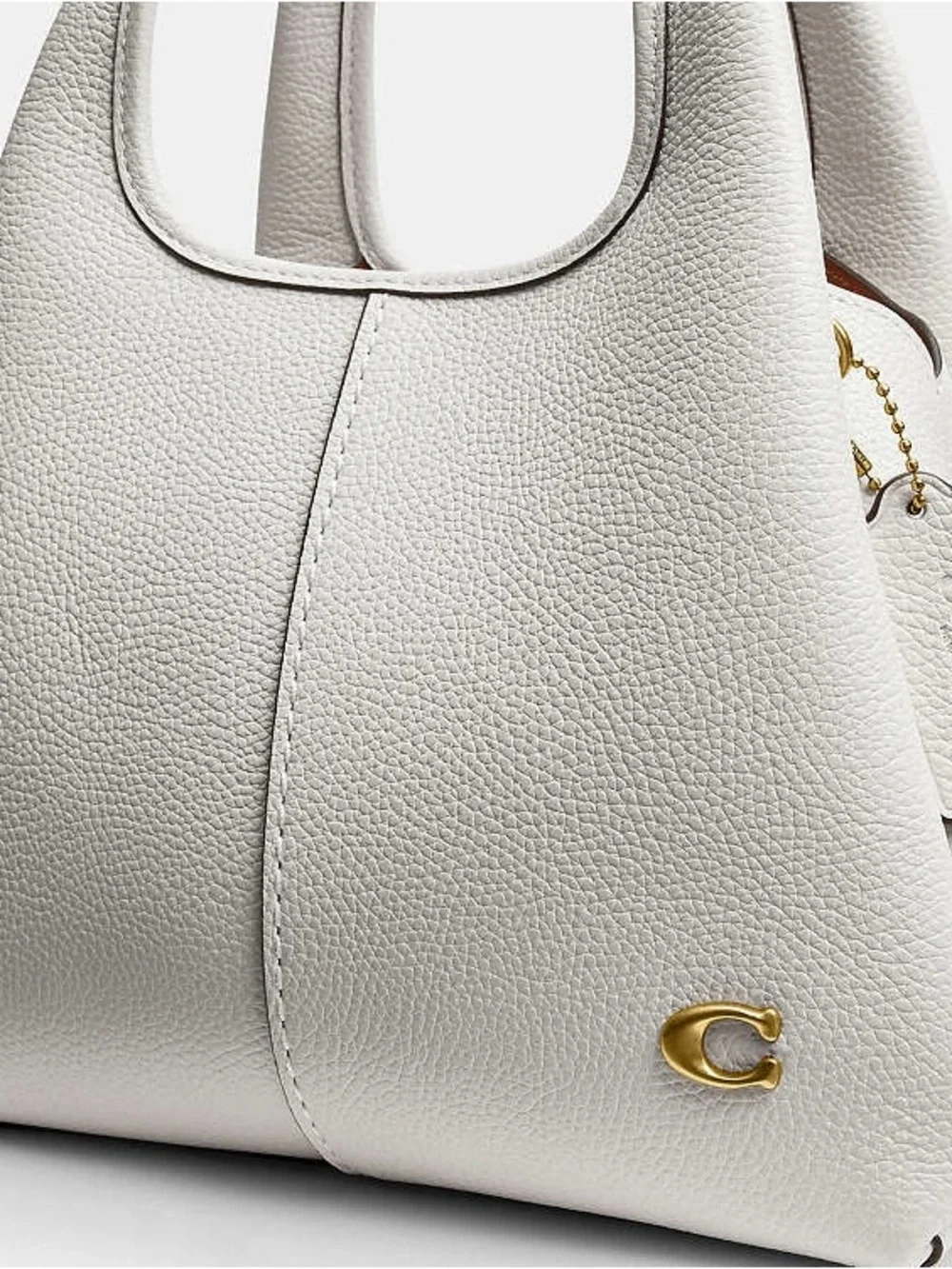 Coach White Pebbled Leather Shoulder Bag with Gold 'C' Accent